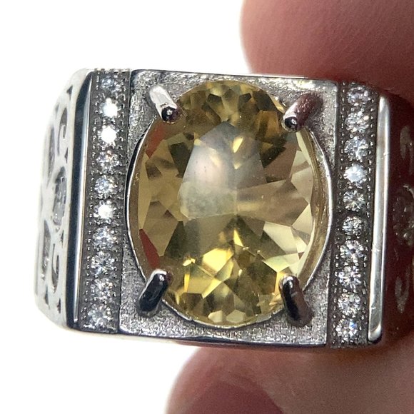 Yellow Scapolite 3.00ct White Gold Finish Solid 925 Sterling Silver Ring - Picture 1 of 6